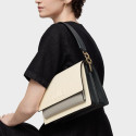 Bandolera mediana beige y gris Audree Saffiano