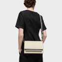 Bandolera mediana beige y gris Audree Saffiano