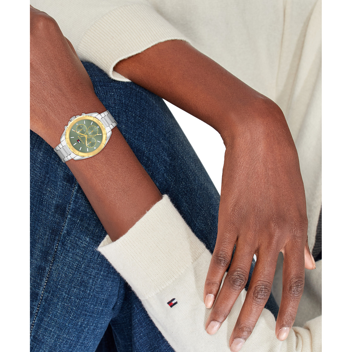 Reloj bicolor esfera verde TOMMY HILFIGER