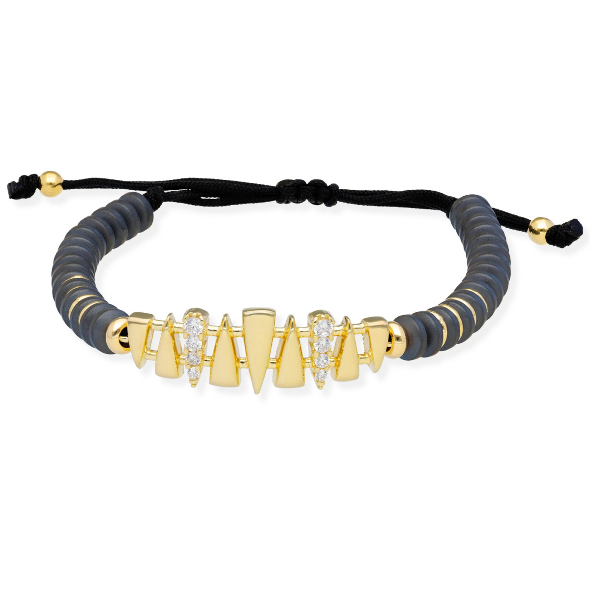 Pulsera de plata y circonita blanca con hematites MARINA GARCIA