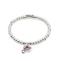 Pulsera de bolas bañadas en plata de ley con cristal rosa Uno de 50