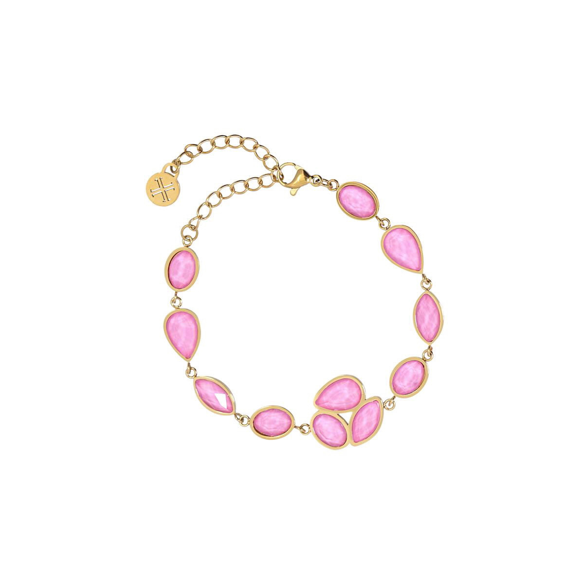 Pulsera gotas rosa acero ANARTXY