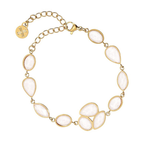 Pulsera gotas blancas acero ANARTXY