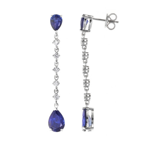 Pendientes plata circonitas y zafiro SALVATORE