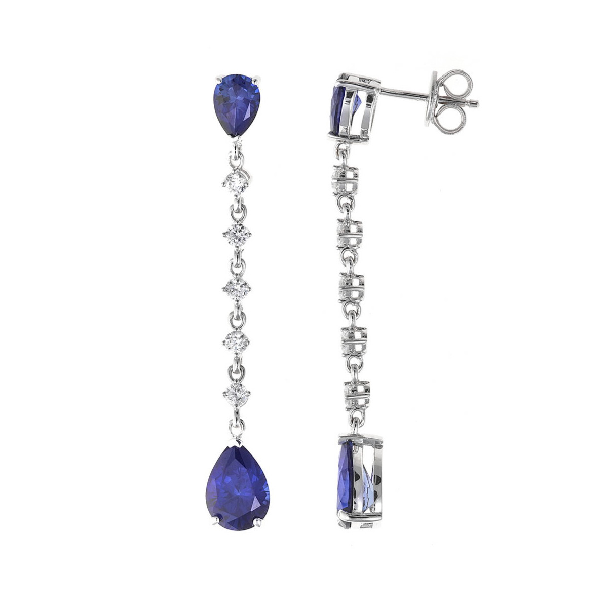 Pendientes plata circonitas y zafiro SALVATORE