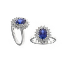 SORTIJA PLATA RODIO OVALO CIRCONITA ZAFIRO - 136S0370