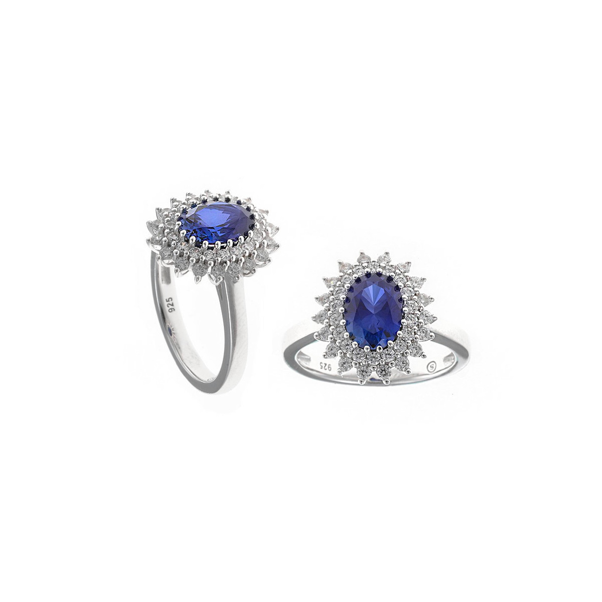 SORTIJA PLATA RODIO OVALO CIRCONITA ZAFIRO - 136S0370