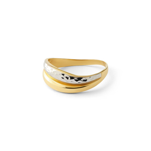 Anillo Bicolor Oro acabado texturizado - AN-630-613