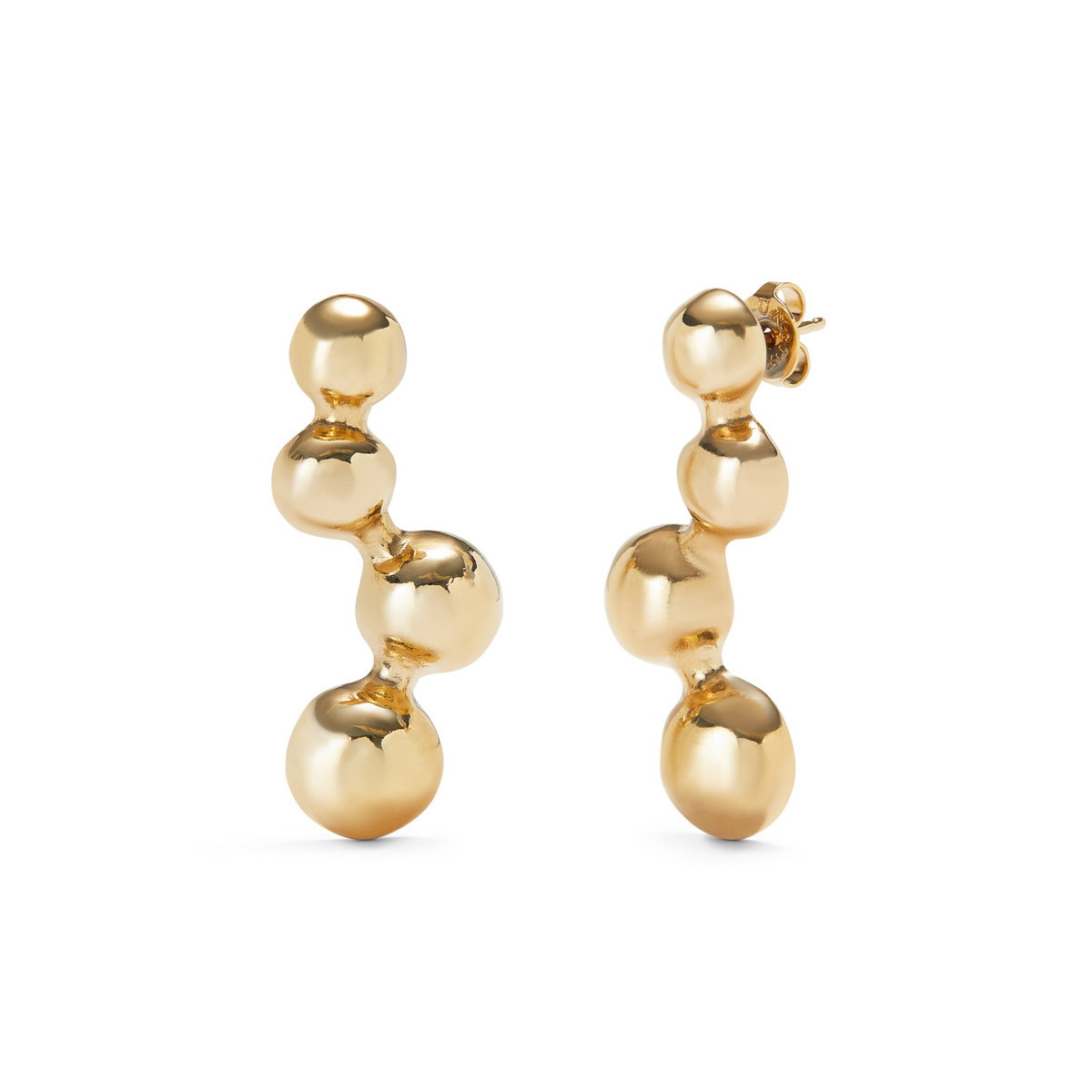 Pendientes bañada en oro 18k y cuatro bolas en forma de burbujas UNO DE 50