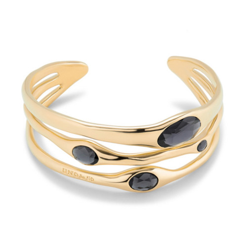 Pulsera rígida bañada en oro 18k con cristales grises Uno de 50