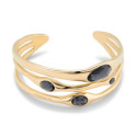 Pulsera rígida bañada en oro 18k con cristales grises Uno de 50