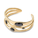 Pulsera rígida bañada en oro 18k con cristales grises Uno de 50