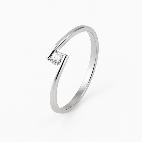 Anillo de Oro Blanco con Circonita