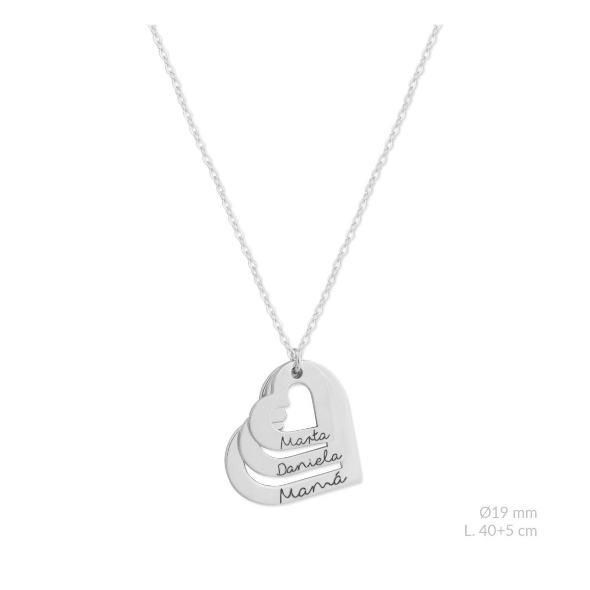 Collar Personalizado Corazones Plata de Ley