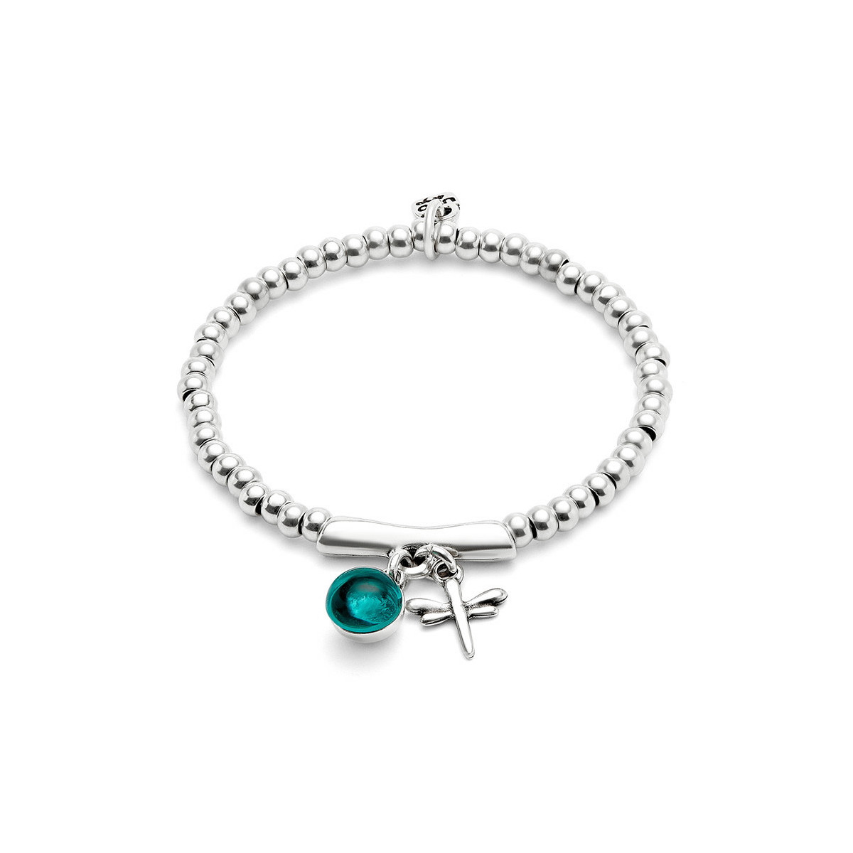 Pulsera bañada en plata de ley con cristal de murano y libélula UNO DE 50