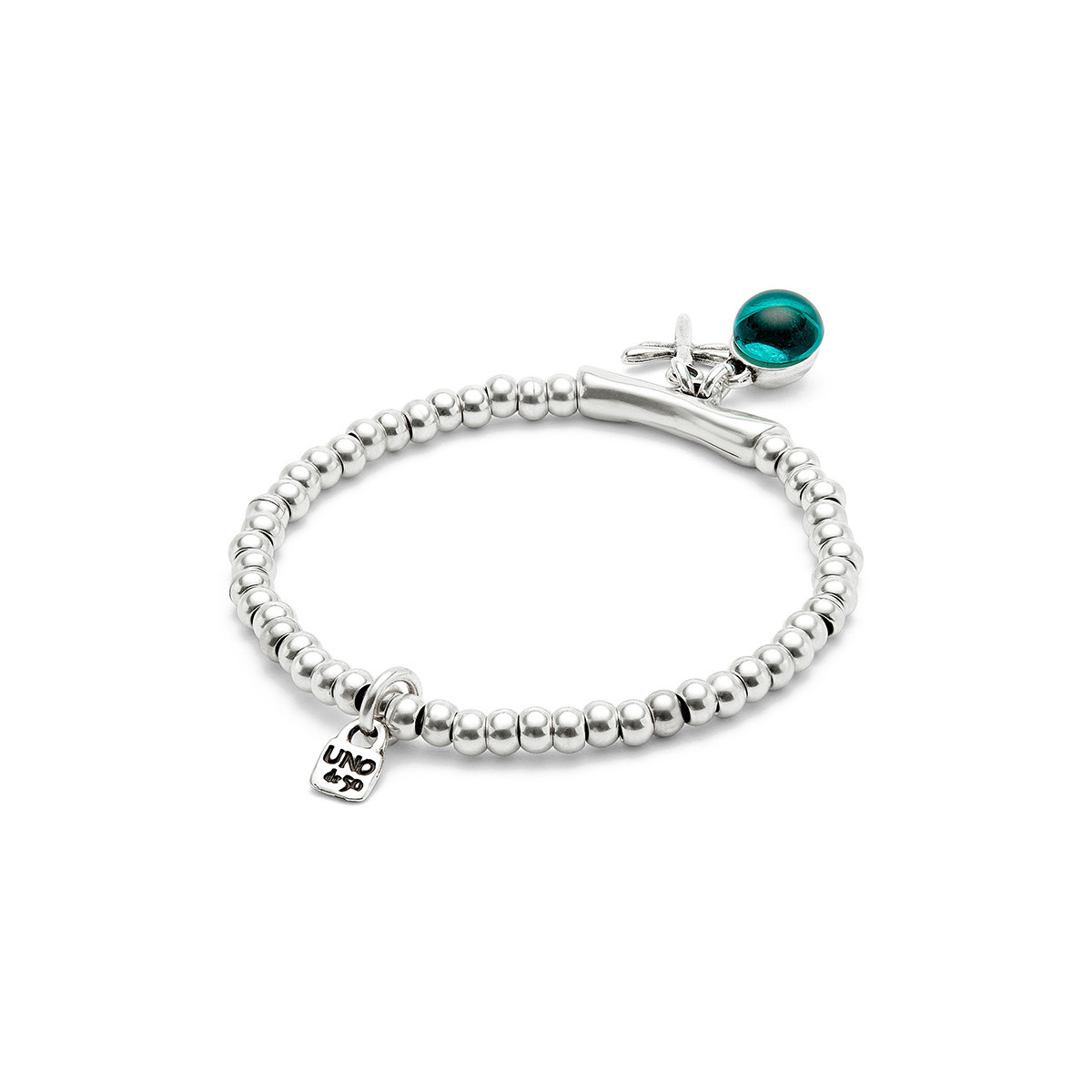 Pulsera bañada en plata de ley con cristal de murano y libélula UNO DE 50