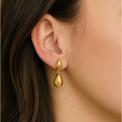 Pendientes gota de oro amarillo de 18K