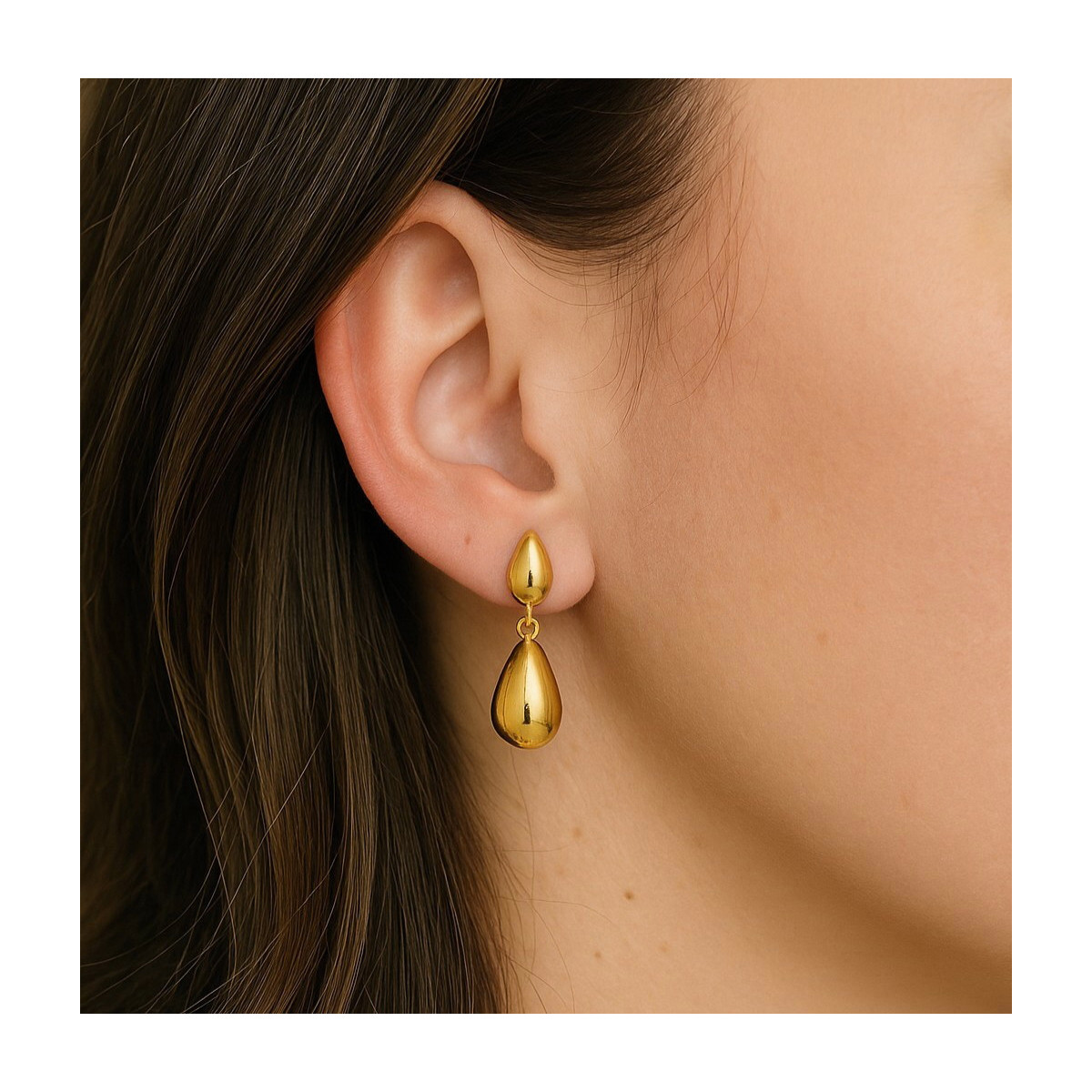 Pendientes gota de oro amarillo de 18K