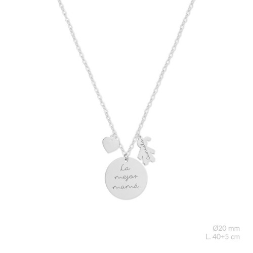 Collar Chapa Personalizable Niña Corazón
