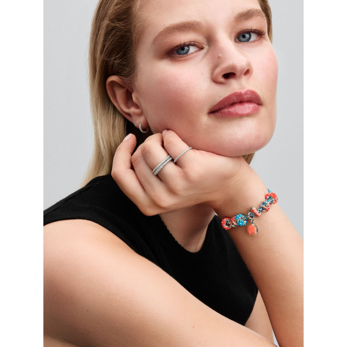 Charm Colgante Doble Concha Color Coral PANDORA