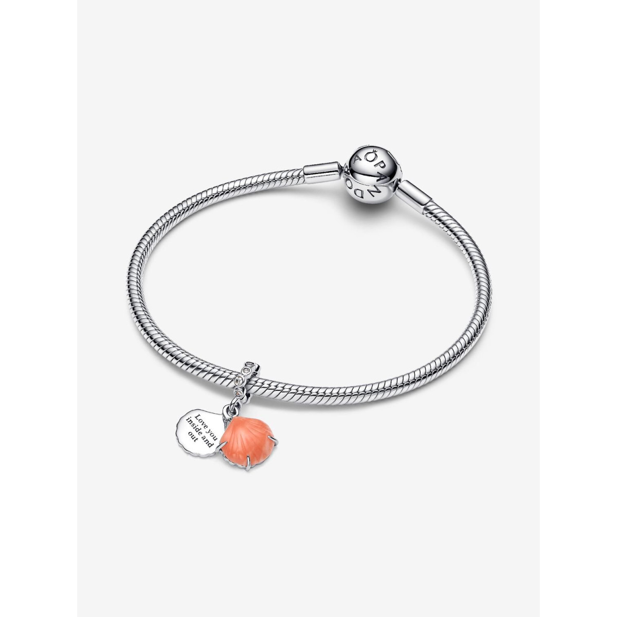 Charm Colgante Doble Concha Color Coral PANDORA