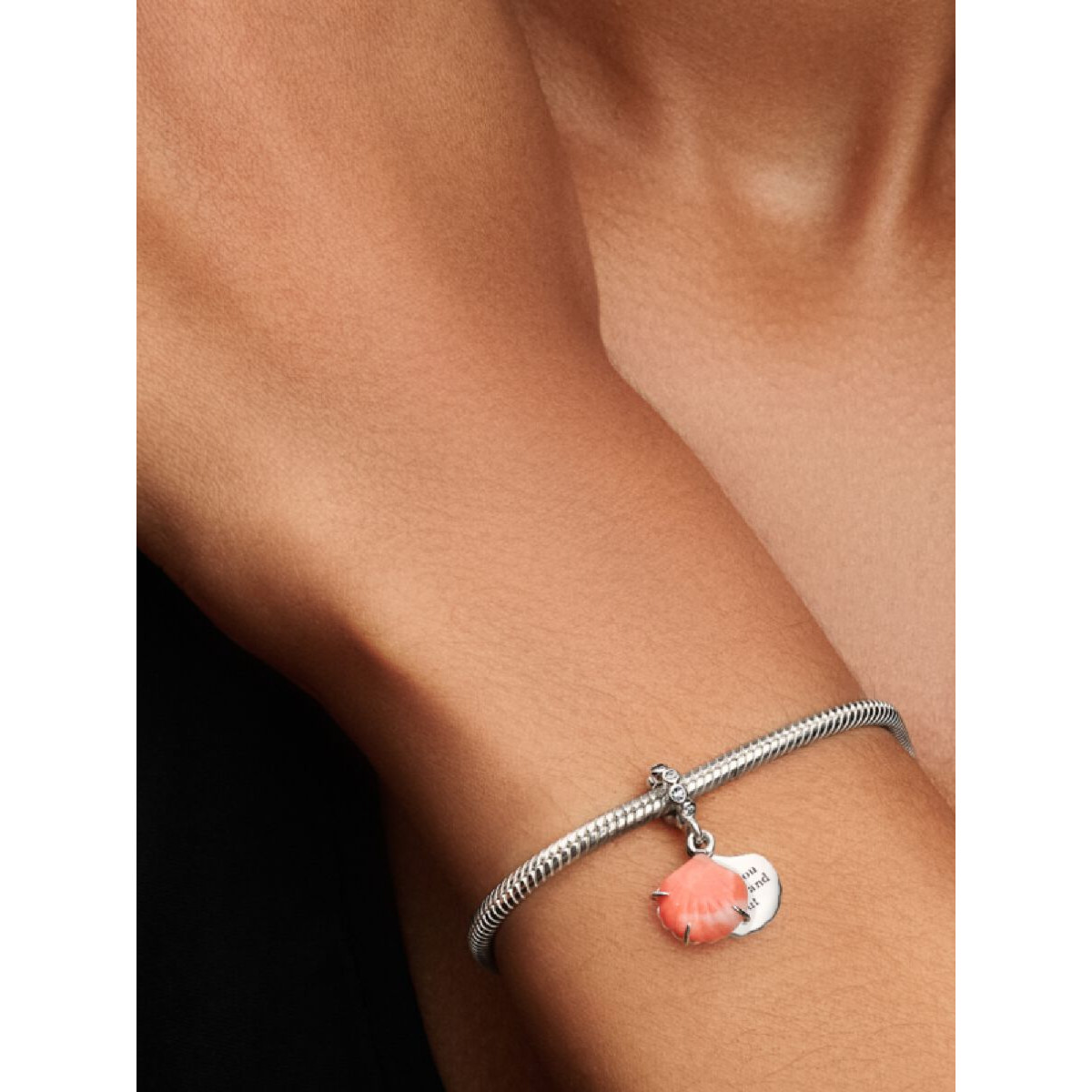 Charm Colgante Doble Concha Color Coral PANDORA