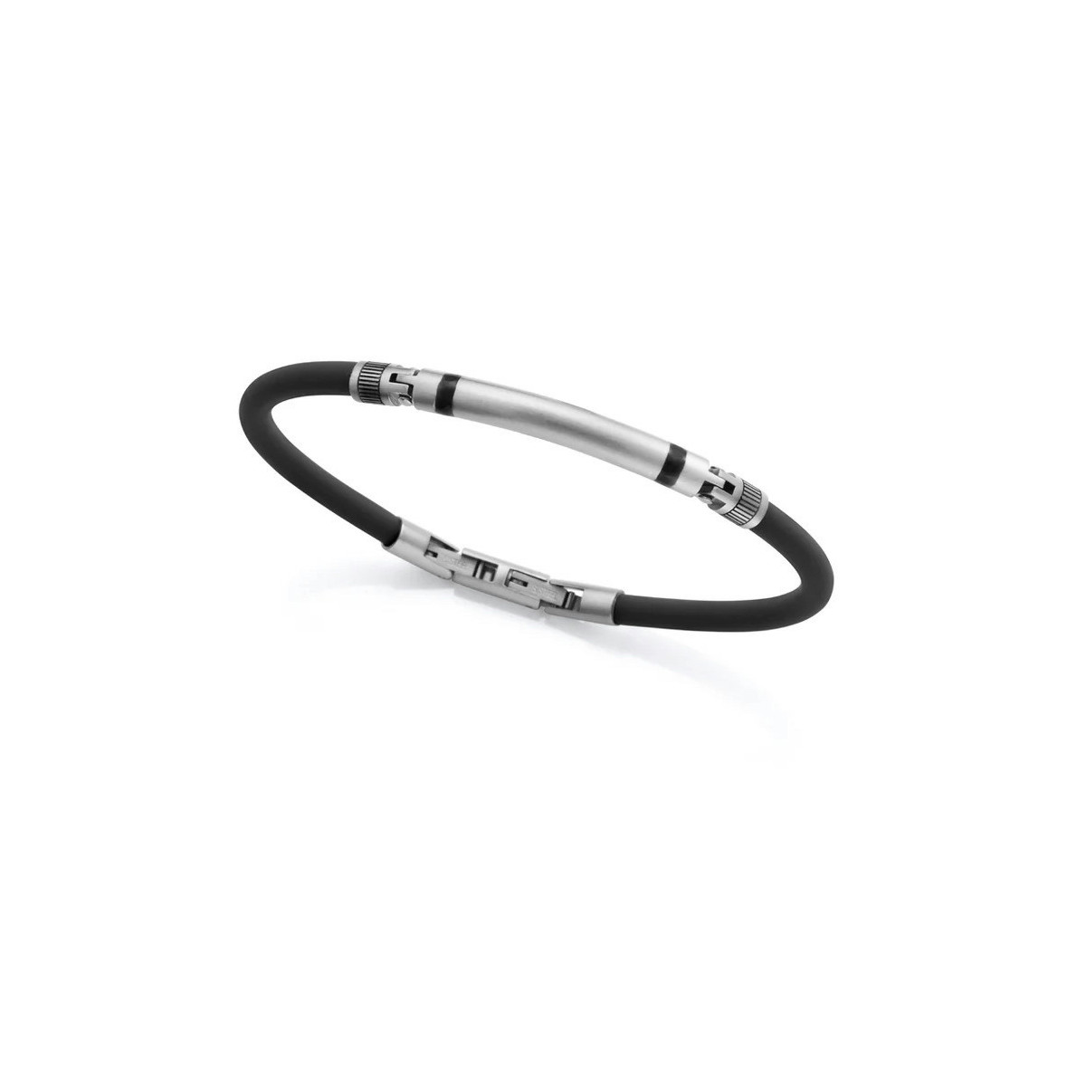 Pulsera de hombre de acero y silicona negra