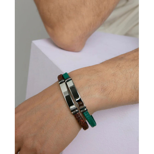 Pulsera de hombre de acero y piel verde VICEROY