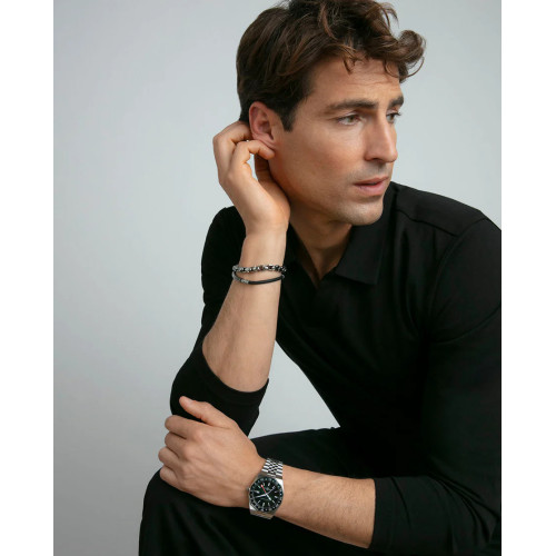 Pulsera de hombre de acero y silicona negra