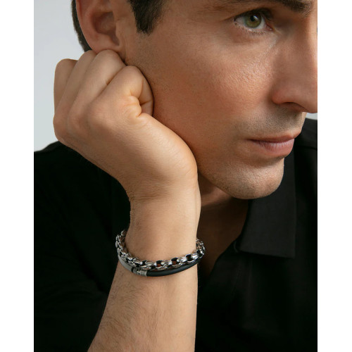 Pulsera de hombre de acero y silicona negra