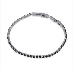 Pulsera Riviere en acero inoxidable con circonitas negras