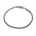 Pulsera Riviere en acero inoxidable con circonitas negras