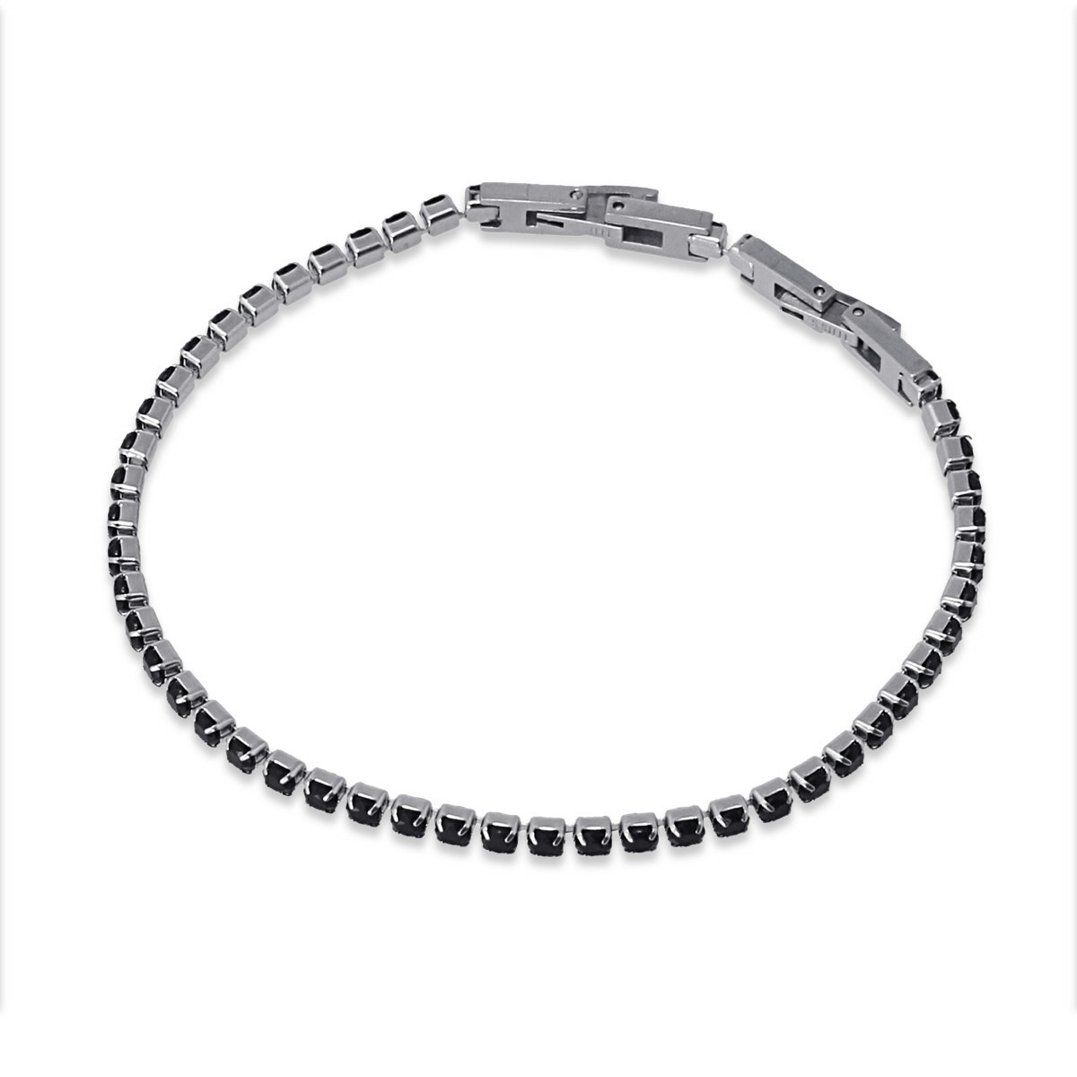 Pulsera Riviere en acero inoxidable con circonitas negras