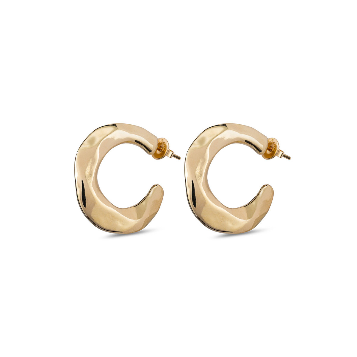 Pendientes bañados en oro de 18k con forma de banana aplastada