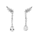 Pendientes de plata trepador con gema color blanco