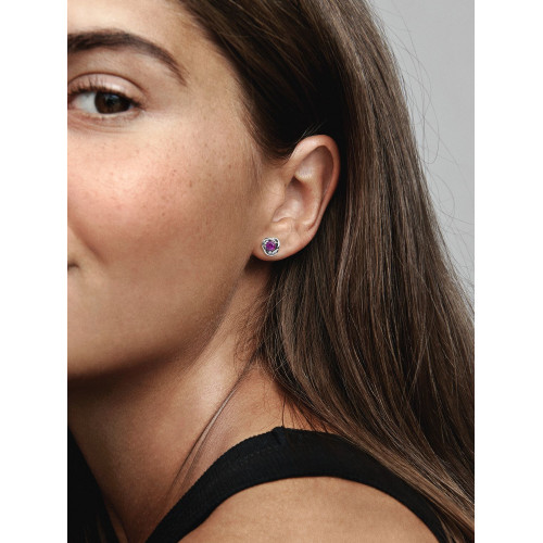 Pandora Pendientes Botón Círculo Eternity Morado
