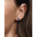 Pandora Pendientes Botón Círculo Eternity Morado