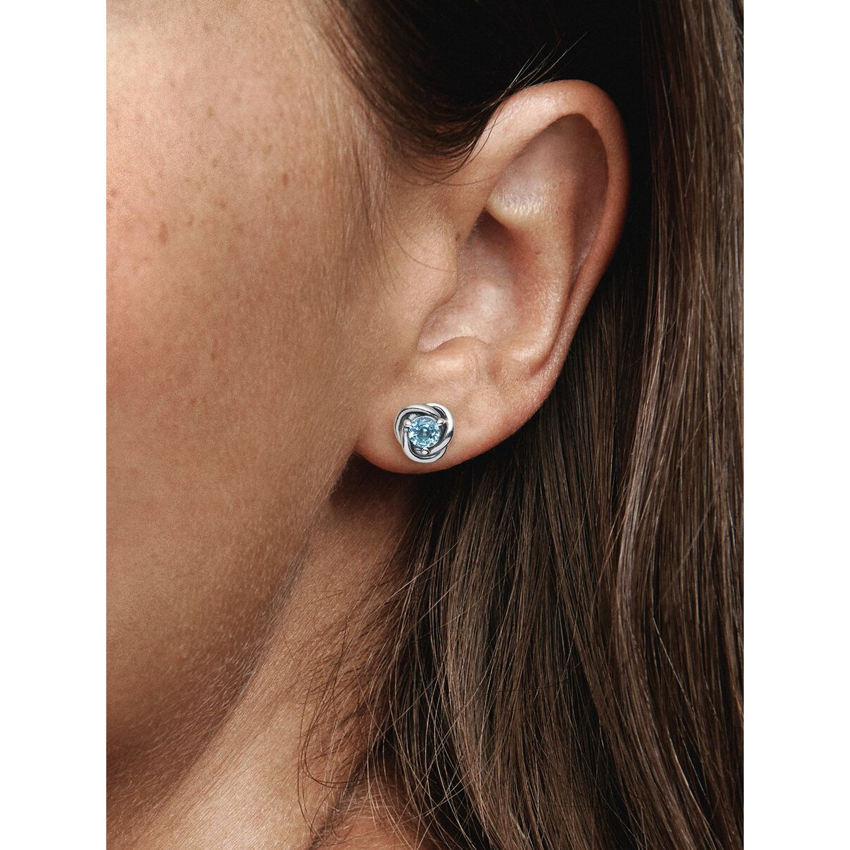 Pandora Pendientes Botón Círculo Eternity Azul