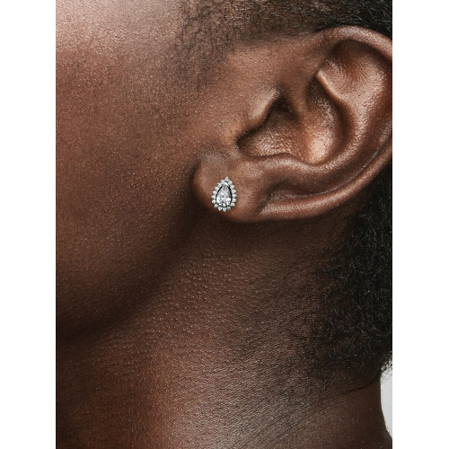 Pendientes de Botón Halo Brillante Corte Pera