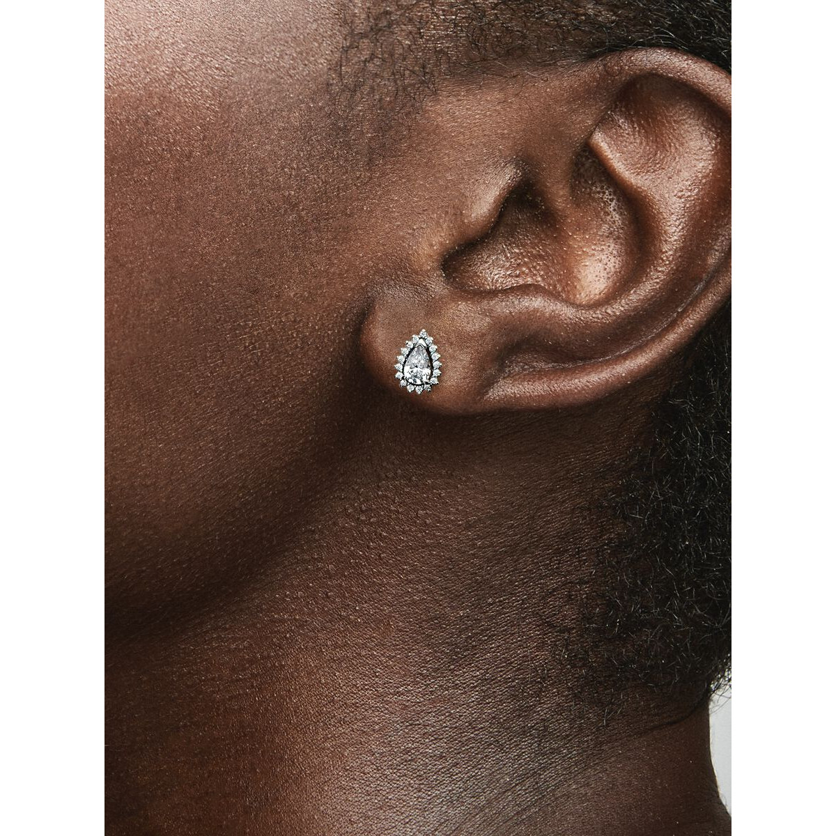 Pendientes de Botón Halo Brillante Corte Pera