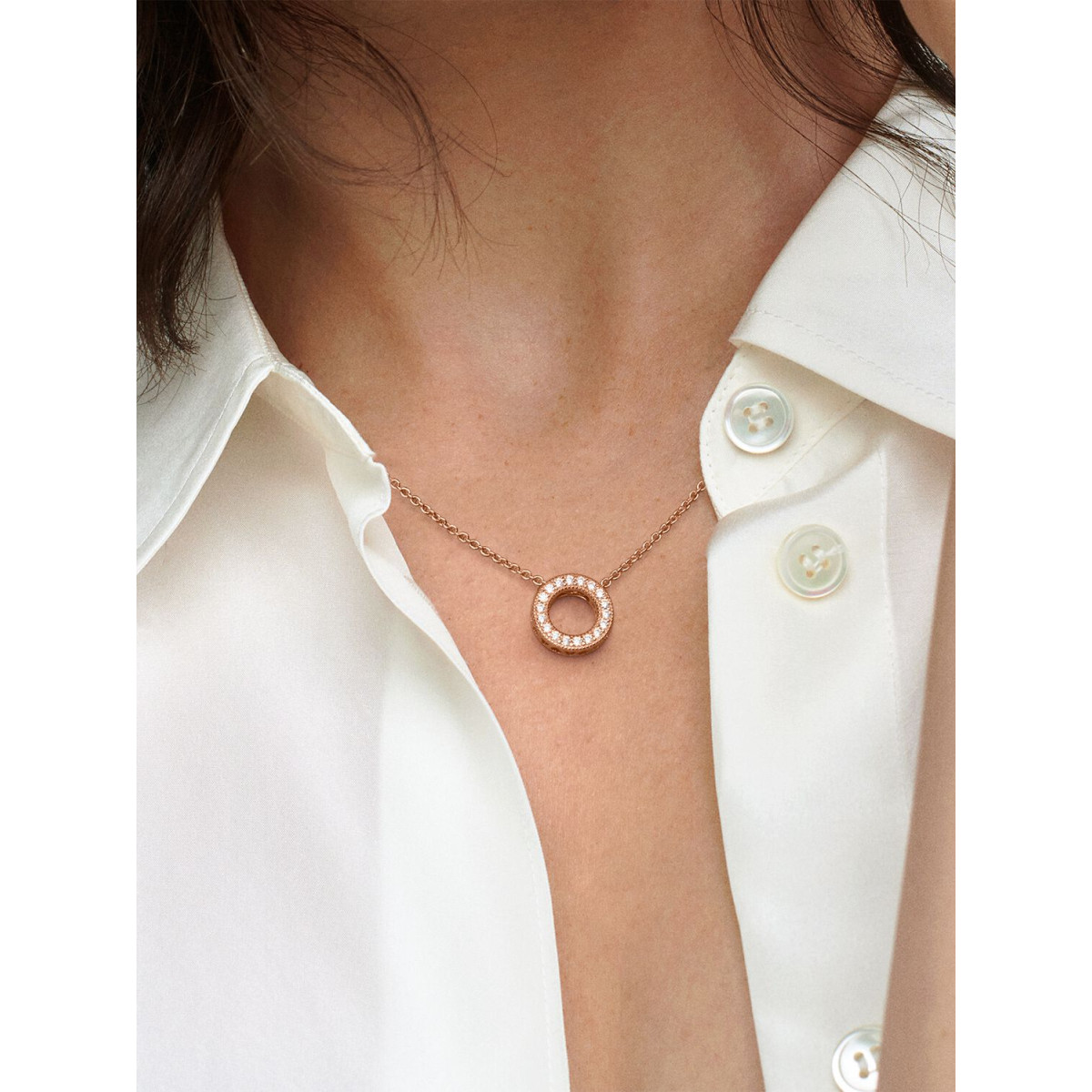 Collar Círculo en Pavé Logotipo de PandoraPANDORA