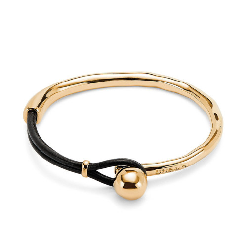 Pulsera semirígida bañada en oro 18k coN piel UNO DE 50 - PUL2551MROORO0