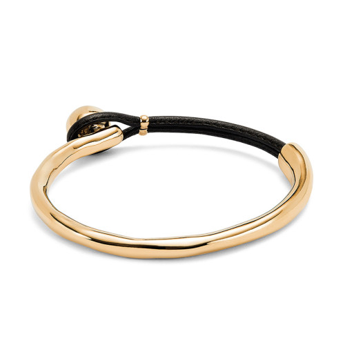 Pulsera semirígida bañada en oro 18k coN piel UNO DE 50 - PUL2551MROORO0