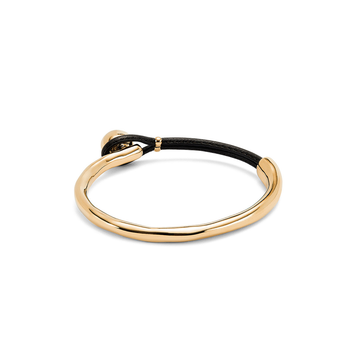 Pulsera semirígida bañada en oro 18k coN piel UNO DE 50 - PUL2551MROORO0