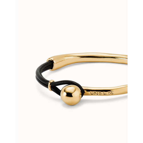 Pulsera semirígida bañada en oro 18k coN piel UNO DE 50 - PUL2551MROORO0