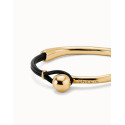 Pulsera semirígida bañada en oro 18k coN piel UNO DE 50 - PUL2551MROORO0