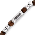 Pulsera elástica de cuentas en plata y madera UNO DE 50 - PUL2586MARMTL0