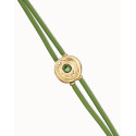 Pulsera doble de cuero verde con ojo bañado en oro 18k UNO DE 50 - PUL2601VRDORO0