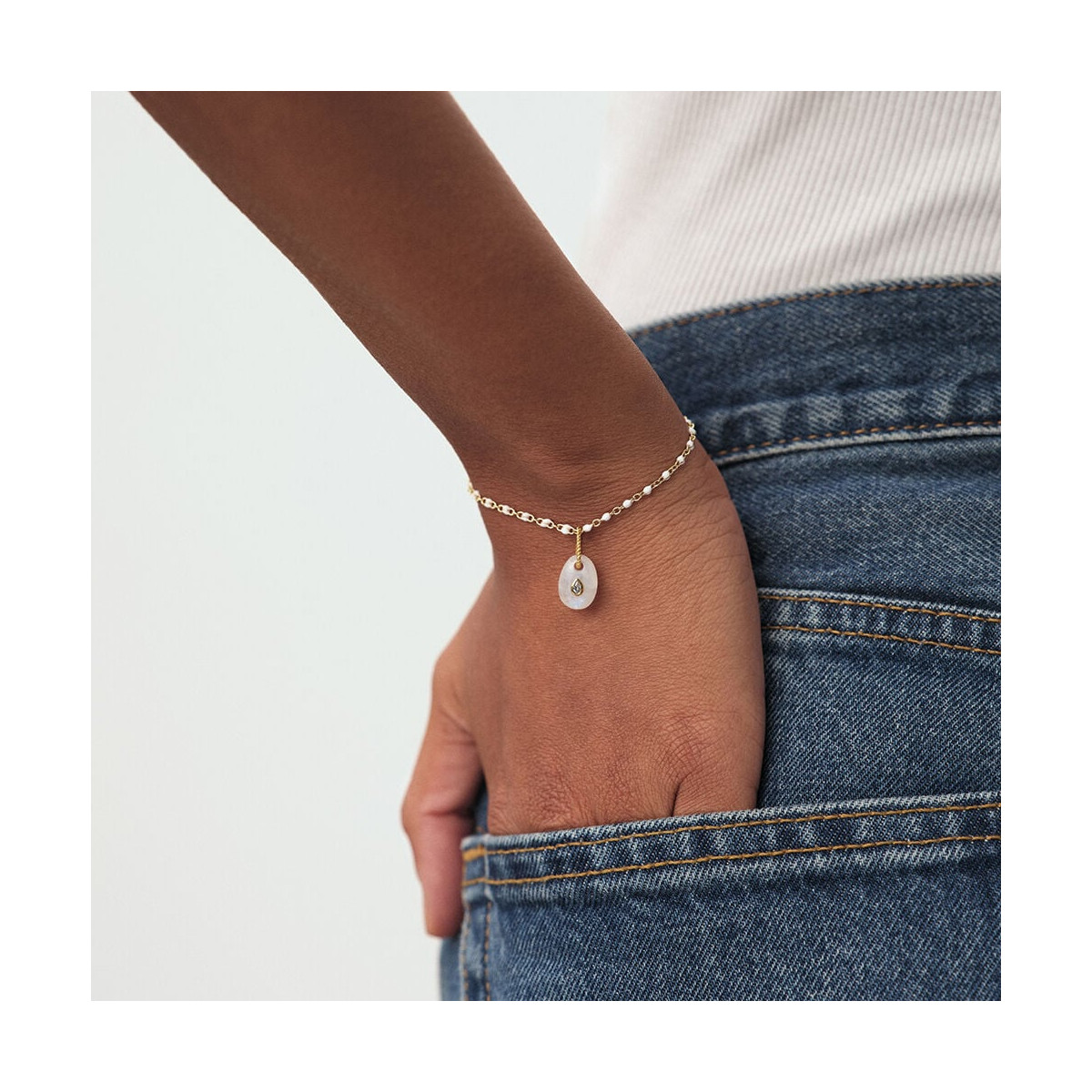 Colgante Talismans Blanco Piedra Luna AGATHA PARIS