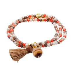 Pulsera Zen Pompón Marrón Bola Facetada  MARINA GARCIA